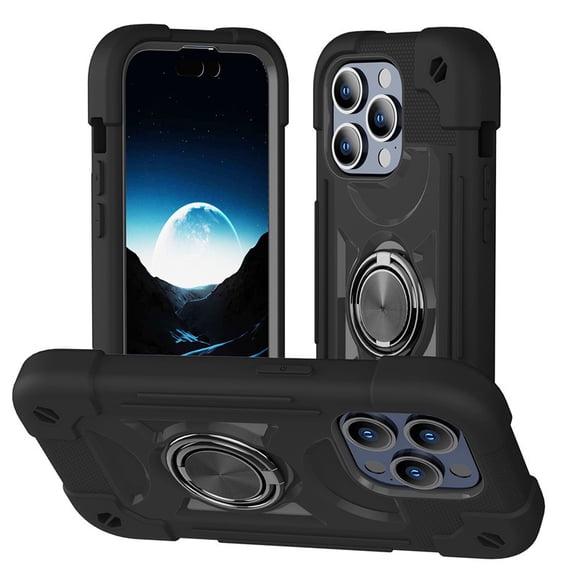Compatible with iPhone 14/15/16/17 Plus/Pro/Pro Max with Ring Stand, Heavy-Duty Military Grade Shockproof Phone Kids Cover for iPhone 14/15/16/17 Plus/Pro/Pro Max