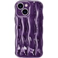 thumbnail image 1 of Compatible with iPhone 14 6.1" Case, Cute Glossy Water Ripple Pattern Phone Case, Curly Wave Frame Design for Women Girls, Soft TPU Slim Fit Shockproof Full-Body Protection Cover, Purple, 1 of 12