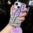 thumbnail image 1 of Compatible with iPhone 14 Bling Case Luxury 3D Sparkle Diamond Crystal Rhinestones for Women Girls Glitter Case with Cute Furry Plush Ball Pendant Soft TPU Bumper Shiny Gemstone Cover, 1 of 13