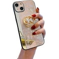 thumbnail image 1 of Compatible with iPhone 14 Butterfly Case for Women, Cute Bling Luxury Design Kickstand Ring Strap Shockproof Protective Cover for iPhone 14 6.1 inch - Rose Gold, 1 of 5