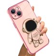 thumbnail image 1 of Compatible with iPhone 14 Case Astronaut Plating Electroplate Luxury Elegant Case Camera Protector Kickstand Shockproof Protective Corner Back Cover iPhone 14 Case -Pink, 1 of 10