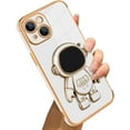 thumbnail image 1 of Compatible with iPhone 14 Case Astronaut Plating Electroplate Luxury Elegant Case Camera Protector Kickstand Shockproof Protective Corner Back Cover iPhone 14 Case -White, 1 of 10