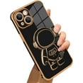 thumbnail image 1 of Compatible with iPhone 14 Case Astronaut Plating Electroplate Luxury Elegant Case Camera Protector Kickstand Shockproof Protective Corner Back Cover iPhone 14 Case -Black, 1 of 5