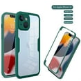 thumbnail image 1 of Compatible with iPhone 14 Case Clear with Built-in Screen Protector Camera Lens Protection,Transparent Rugged TPU Silicone Full Body Phone Case for iPhone 14 6.1 inch, Deep Green, 1 of 6