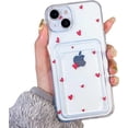 thumbnail image 1 of Compatible for iPhone 14 Case Clear with Card Holder, Cute Heart Pattern Love Design for Women Girl, Protective Soft TPU Shock-Absorbing Wallet Case for iPhone 14-Red Heart, 1 of 13