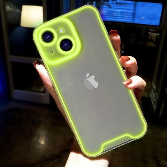 Compatible with iPhone 14 Case Clear Luminous Case Glow in The Dark Noctilucent Luminous Space Nebula Slim Fit Cover Protective Anti Scratch Cases Thin Translucent Protective Case Yellow