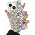 thumbnail image 1 of Compatible with iPhone 14 Case Cute Bling Glitter for Women Girls 3D Rhinestone Dimaond Crystal Girly Handmade Flower Gem Fashion Luxury Shiny Sparkle Phone Case for iPhone 14, 1 of 9