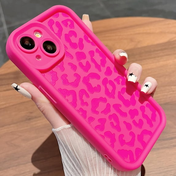 Compatible with iPhone 14 Case,Cute Cheetah Print Pattern Design,Soft TPU Slim Girly Leopard Phone Case Bumper Shockproof Protective Cover for Women Girls 6.1inch-Hot Pink