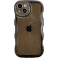 thumbnail image 1 of Compatible with iPhone 14 Case,Cute Clear Curly Wave Frame Shape Design with Camera Lens Protector Cover,Soft Slim Transparent TPU Full Protection Case for Women and Girls-Black, 1 of 12