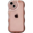 thumbnail image 1 of Compatible with iPhone 14 Case,Cute Clear Curly Wave Frame Shape Design with Camera Lens Protector Cover,Soft Slim Transparent TPU Full Protection Case for Women and Girls-Pink, 1 of 11