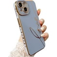 thumbnail image 1 of Compatible with iPhone 14 Case Cute, Luxury Plating Love Letter Phone Case, Electroplated Heart Case for Women Girls Soft TPU Shockproof Camera Protective Back Cover - Light Blue, 1 of 10