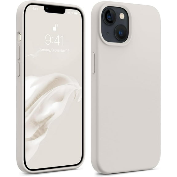 Compatible with iPhone 14 Case, Full Body Food-Grade Silicone Wear-Resistant, Anti-Drop Protection with Soft Anti-Scratch Microfiber Lining Phone Case for iPhone 14, 6.1 inch,Stone