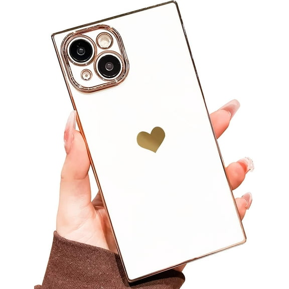 Compatible with  iPhone 14 Case, [Full Camera Lens Protection] [Military Grade Drop Protection] [Reinforced Corners] Soft TPU Electroplate Edge Bumper Cute Cases for Women, White