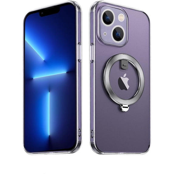 Compatible with iPhone 14 Case with Invisible Ring Holder Kickstand, Military Grade Matte Slim Phone Cover Magnetic Case Shockproof Protective Case Cover for Women Men,Clear