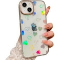 thumbnail image 1 of Compatible for iPhone 14 Case Laser Heart Pattern, Cute Glitter Bling Rainbow Holographic Heart Clear Case for Women Girls Soft TPU Shockproof Camera Protective Back Cover Case - Heart, 1 of 10