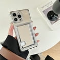 thumbnail image 1 of Compatible with iPhone 14 Case, Luxury Ultra Slim Credit Card Slot Holder Wallet Plating Clear Soft TPU Shockproof Drop Protective Cover Phone Case for iPhone 14, Beige, 1 of 7