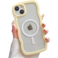thumbnail image 1 of Compatible for iPhone 14 Case with Magsafe, Wave  Phone Case Cute Water Ripple Candy Colors Frame Shockproof for iPhone 14 Phone Case for Women 6.1 Inch - Yellow, 1 of 15