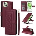 thumbnail image 1 of Compatible with iPhone 14 Case, Premium Leather iPhone 14 Wallet Book Case Magnetic Flip RFID Blocking Credit Card Holder Kickstand with Wrist Strap Shock Absorbing Case, Winered, 1 of 9