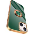 thumbnail image 1 of Compatible for iPhone 14 Case with Ring Holder Kickstand [with Magnetic] Soft TPU Cover Shockproof Electroplated Slim Thin Protective Phone Case for iPhone 14 Green, 1 of 13