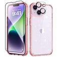 thumbnail image 1 of Compatible with iPhone 14 Case with Screen Protector + Camera Lens Protector, Non Yellowing Clear Glitter Protective Phone Case, Women Girls Cover for iPhone 14 6.1 Inch 2022 - Sparkle Pink, 1 of 14