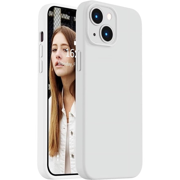 Compatible with iPhone 14 Case,[Silky Touch Premium Liquid Silicone] [Soft Anti-Scratch Microfiber Lining], Ultra Slim Shockproof Protective Case for iPhone 14 - White