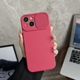 thumbnail image 1 of Compatible with iPhone 14 Case, [Smooth Silicone Full Coverage Camera] [Drop Protection], Shockproof Slim Soft Microfiber Lining Camera Lens Slide Protective Phone Case, Red, 1 of 11