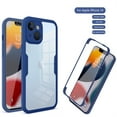thumbnail image 1 of Compatible with iPhone 14 Case Upgrade Full-Body Clear Bumper with Built-in Screen Protector Camera Lens Protection,Transparent Rugged TPU Silicone Case for iPhone 14  6.1 inch, Blue, 1 of 6