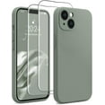 thumbnail image 1 of Compatible with iPhone 14 Case, Upgraded Liquid Silicone with [Camera Protection][2 Screen Protectors], Soft Anti-Scratch Microfiber Lining Phone Case iPhone 14, 6.1 inch, Calke Green, 1 of 13