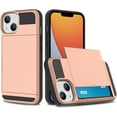 thumbnail image 1 of Compatible iPhone 14 Case Wallet Case with Card Holder Hard PC Soft TPU Bumper Anti-Scratch Anti-Drop Protective Slim Card Slot Cover for iPhone 14 6.1 Inch-Rose Gold, 1 of 13