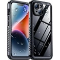 thumbnail image 1 of Compatible with iPhone 14 Case Waterproof, Built-in Screen & Camera Protector IP68 Underwater Full Body 14FT Military Dropproof Shockproof Phone Case 6.1"-Black/Clear, 1 of 14