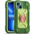 thumbnail image 1 of Compatible with iPhone 14 Case/iPhone 13 Case 6.1 Inch with Built-in 360°Rotating Ring Stand, Military Grade Drop Protection Full Body Rugged Heavy Duty Protective Durable Cover. (Avocado), 1 of 5