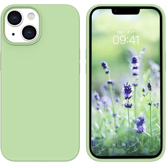 Compatible with iPhone 14 Case, iPhone 14 Phone Case, Soft Silicone Gel Rubber Bumper Microfiber Lining Hard Back Shockproof Protective Phone Case for Apple iPhone 14 6.1 Inch, Matcha Green