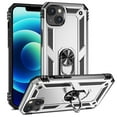 thumbnail image 1 of Compatible with iPhone 14 Case,with 360 Ring Holder Kickstand Card case, Armor Military Grade Protection Hybrid Silicone TPU PC Rugged Case, Magnetic with Car Mount Phone Cover,Silver, 1 of 8