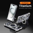 thumbnail image 1 of Compatible With iPhone 14 Frameless Phone Case,With Magnetic 360°Rotatable Ring Kickstand,Shockproof Anti-fall Metal Frameless Heat Dissipation Ultra Slim Rugged Phone Case,Gray, 1 of 11