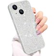 thumbnail image 1 of Compatible with iPhone 14 Glitter Case Women Girls Bling Sparkle Phone Case Camera Lens Protection Slim Soft Bumper Shockproof Protective Cover for iPhone 14 6.1 inch, White, 1 of 12