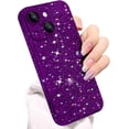 thumbnail image 1 of Compatible with iPhone 14 Glitter Case Women Girls Bling Sparkle Phone Case Camera Lens Protection Slim Soft Bumper Shockproof Protective Cover for iPhone 14 6.1 inch, Purple, 1 of 1