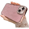 thumbnail image 1 of Compatible with iPhone 14 Glitter Plating Case, Cute Aesthetic Luxury Bling Sparkly Shiny Clear Case for Women Girls Camera Protection Shockproof Phone Case for iPhone 14 (Pink), 1 of 12