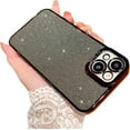 thumbnail image 1 of Compatible for iPhone 14 Luxury Glitter Plating Clear Case, Cute Bling Sparkly Shiny Case for Women Girls Soft TPU Shockproof Camera Protective Back Cover Electroplated Case - Black, 1 of 11