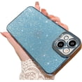 thumbnail image 1 of Compatible for iPhone 14 Luxury Glitter Plating Clear Case, Cute Bling Sparkly Shiny Case for Women Girls Soft TPU Shockproof Camera Protective Back Cover Electroplated Case - Light Blue, 1 of 10