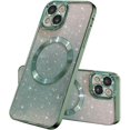 thumbnail image 1 of Compatible with iPhone 14 Magnetic Gardient Glitter Case, Plating Bling Cute Case with MagSafe for Women Girls Full Camera Protector Back Cover for iPhone 14 6.1'' Green, 1 of 7