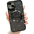 thumbnail image 1 of Compatible with iPhone 14 Magnetic Glitter Case-6.1 Inch, Luxury Love Heart Pattern Plating Clear Case, Compatible with MagSafe for Women Girls Shockproof Back Cover-Black, 1 of 14