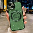 thumbnail image 1 of Compatible with iPhone 14 Magnetic Glitter Case-6.1 Inch, Luxury Love Heart Pattern Plating Clear Case, Compatible with MagSafe for Women Girls Shockproof Back Cover-Green, 1 of 17