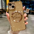 thumbnail image 1 of Compatible with iPhone 14 Magnetic Glitter Case-6.1 Inch, Luxury Love Heart Pattern Plating Clear Case, Compatible with MagSafe for Women Girls Shockproof Back Cover-Gold, 1 of 17
