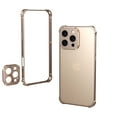 thumbnail image 1 of Compatible with iPhone 14 Metal Bumper Phone Case,With Camer Lens Protector,Raised Edge Protection,Shockproof Anti-fall Protection Non-slip Rugged Frame No-Back Phone Case,Desertgold, 1 of 9