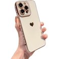 thumbnail image 1 of Compatible with iPhone 14 PRO MAX 5G Phone Case Luxury Cute Heart Pattern for Women Plating Full Camera Protection Soft Silicone Shockproof Bumper with Side Love Pattern (White), 1 of 11