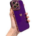 thumbnail image 1 of Compatible with iPhone 14 PRO MAX 5G Phone Case Luxury Cute Heart Pattern for Women Plating Full Camera Protection Soft Silicone Shockproof Bumper with Side Love Pattern (Purple), 1 of 10