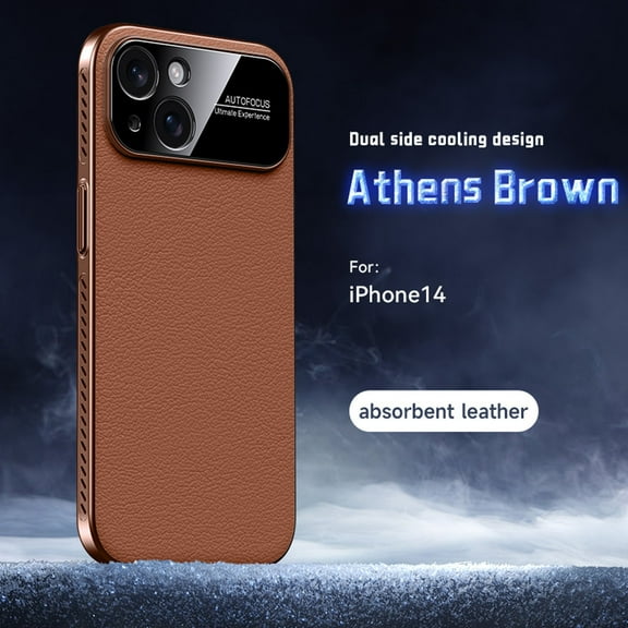 Compatible with iPhone 14 Phone Case,Side Heat Dissipation Design,Precision Hole Lens Protector,Slim PU Leather Shockproof Lightweight Rugged Thin Fit Phone Case for iPhone 14,Brown