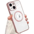 thumbnail image 1 of Compatible iPhone 14 Plus 6.7 Inch 2022 Magnetic Clear Case, Electroplated Soft Slim Clear TPU Back Case, [No Yellowing] [Military Drop Protection] Tempered Screen Protector (Pink), 1 of 6