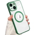 thumbnail image 1 of Compatible iPhone 14 Plus 6.7 Inch 2022 Magnetic Clear Case, Electroplated Soft Slim Clear TPU Back Case, [No Yellowing] [Military Drop Protection] Tempered Screen Protector (Green), 1 of 11