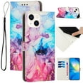 thumbnail image 1 of Compatible for iPhone 14 Plus 6.7 inch Wallet Case, iPhone 14 Plus Wallet Case[Stand Feature] [Wrist Strap] [Credit Cards Holder] New Marble Pattern Premium PU Leather Flip Protective Cover,Pink, 1 of 9